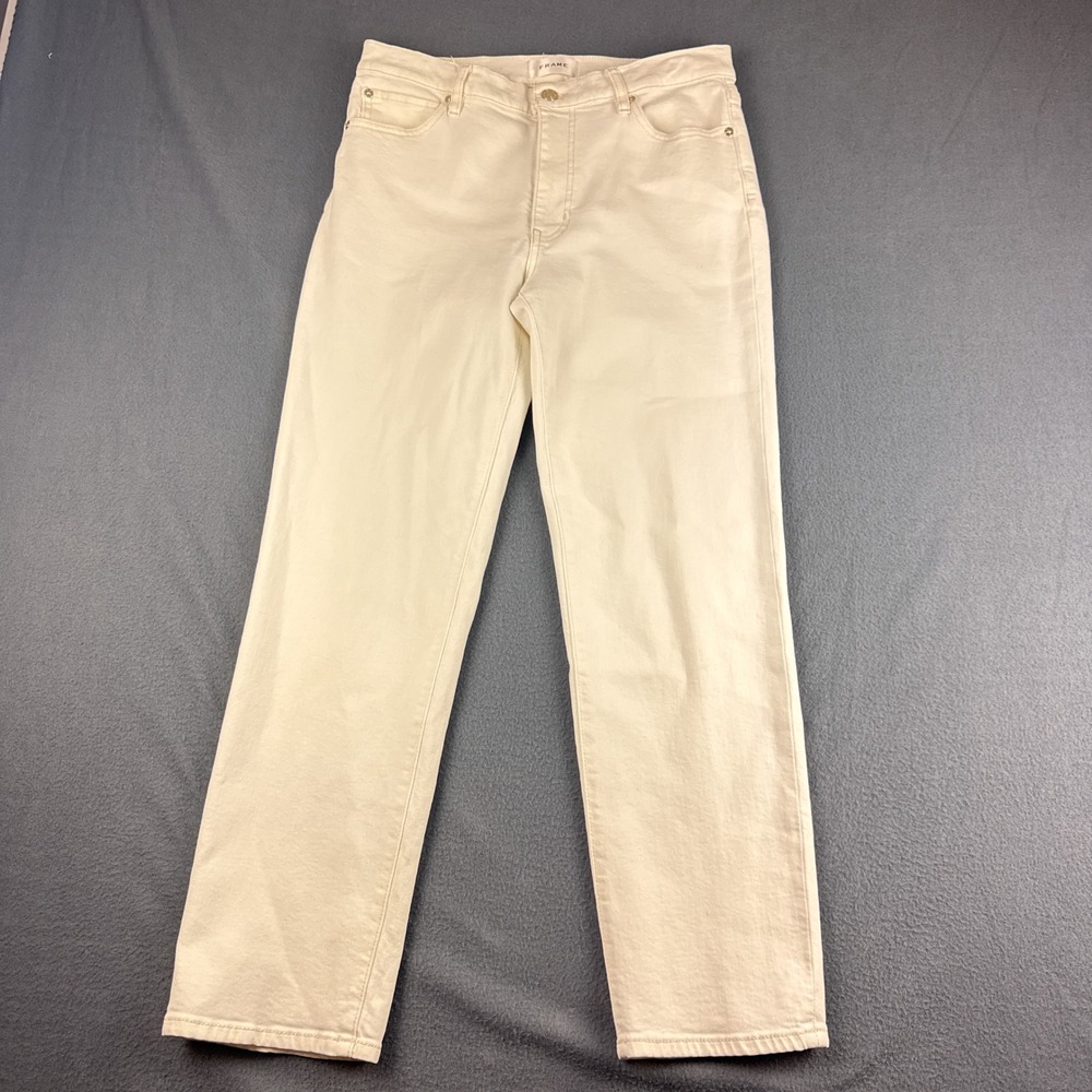 FRAME The Borrowed Jeans Women's 28 Cream Off White Straight Leg Denim Pants